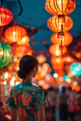 Fototapeta premium Traditional Chinese Lantern Festival in city