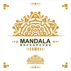 Naklejka premium Gold frame on a white background, mandala luxury frame design.