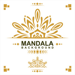 Gold frame on a white background, mandala luxury frame design.