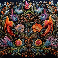 illustration of karchobi embroidery , Generative ai