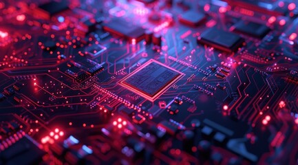 Circuits imprimés, intelligence artificielle, art de l'IA pour les entreprises et la technologie	.