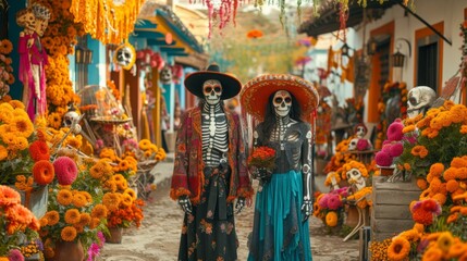 Fototapeta na wymiar Traditional Mexican Day of the Dead celebration