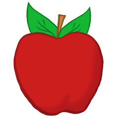illustration of a red apple with leaf
