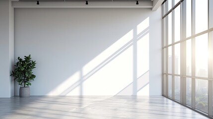 White empty room. modern room, plant interior design. Design interior . 3D illustration
