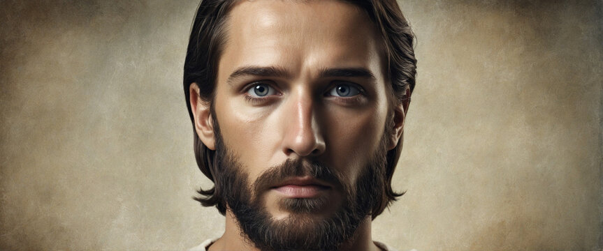 Grunge background portrait of Jesus Christ