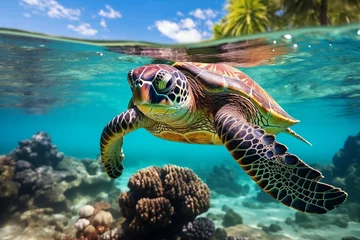 Foto op Canvas sea turtle under sea   © capuchino009