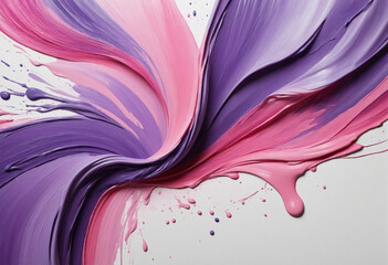 Vibrant Pink and Purple Acrylic Oil Paint Brush Stroke on Transparent Background