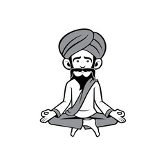 Indian guru yoga grandfather. Vector image
