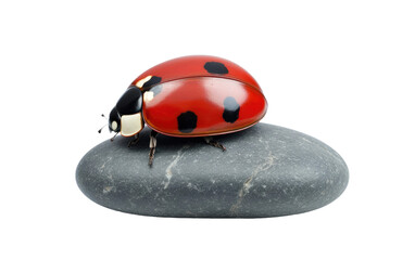 Ladybug at stone isolated on transparent Background