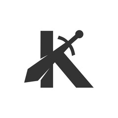 Sword letter k logo on white background. Vector image