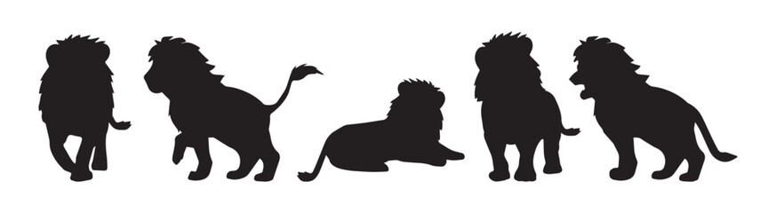 silhouette lions vector set.