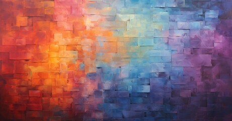 a brick wall with colorful paint on it