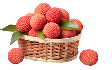 Plastic Basket Containing Lychee isolated on transparent Background