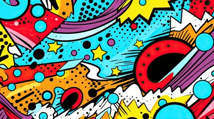 Naklejka premium Comics illustration, retro and 90s style, pop art pattern, colorful, graffiti