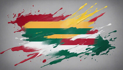 Lithuanian Flag Abstract Paint Stroke on Transparent Background