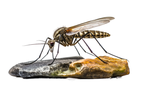 Mosquito at stone isolated on transparent Background