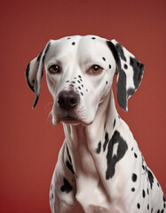 Dalmatian dog portrait on red background illustration