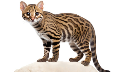 Naklejka premium Ocelot Perched on a Stone isolated on transparent Background