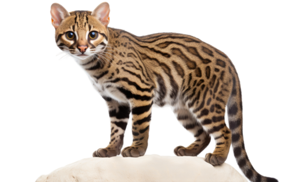 Ocelot Perched on a Stone isolated on transparent Background