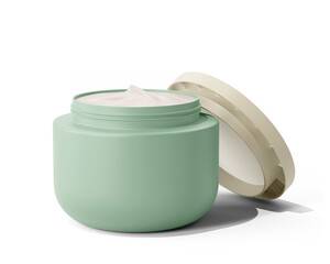 Blank Cosmetic Cream Jar Packaging Isolated On Transparent Background, Prepared For Mockup, 3D Render.