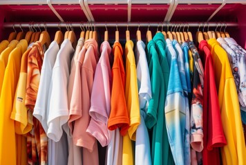 a rack of , one is white, the other is different shades of colors