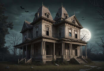 abandoned dilapidated house mansion for halloween, png file of isolated cutout object on transparent background - Powered by Adobe