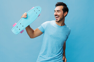 Lifestyle man sport hipster portrait space skateboard studio summer skater copy guy skate