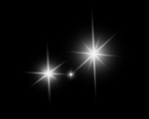 Vector star light glow effect template isolated on a black transparent background. Star glow on a transparent background explodes on a transparent background.
