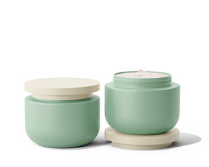 Blank Cosmetic Cream Jar Packaging Isolated On Transparent Background, Prepared For Mockup, 3D Render.