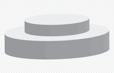 Empty white round podium or modern platform. Abstract 3d cylinder pedestal, product display stand. Light scene for cosmetic product display advertising, showcase. Mockup or showroom arena. 2 cylinders