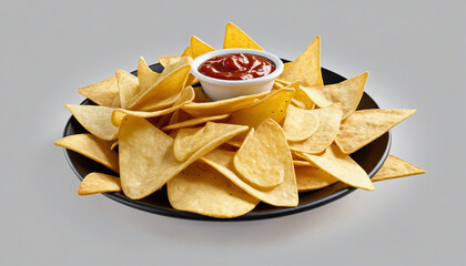 Flying tasty mexican nachos chips cut out - Powered by Adobe