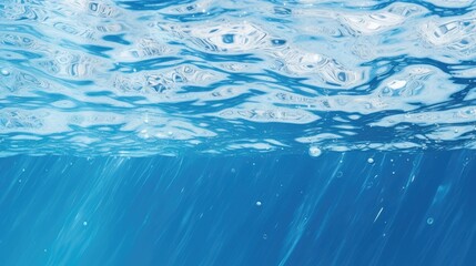 Obraz premium Transparent blue clear water. Abstract summer banner background Water waves in sunlight with copy space Cosmetic moisturizer micellar toner emulsion