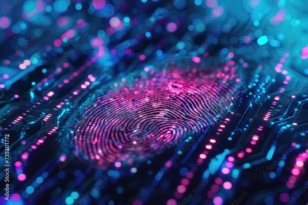Aufkleber close up of a fingerprint on a circuit board. perfect for technology-related designs and cybersecuri