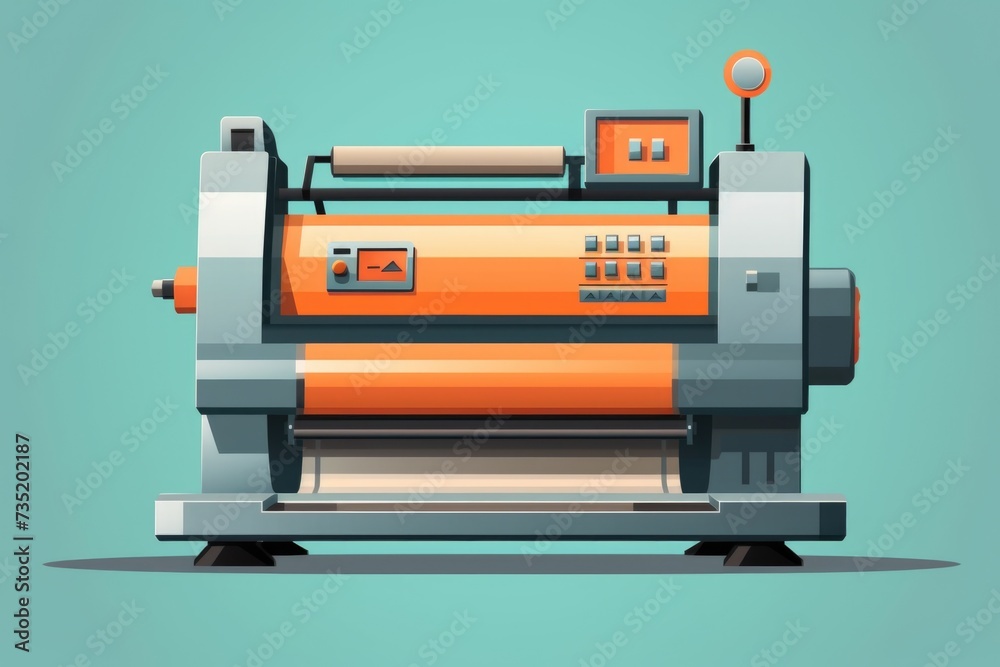 Poster a machine sitting on top of a table. can be used for industrial or office-related concepts