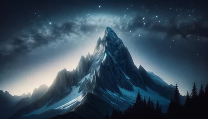 Photo sur Plexiglas Himalaya Mystical Summit- Mountain Peak under the Stars
