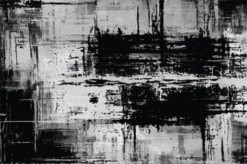 Black and white Grunge texture. Black Grunge background. Brush strokes. Abstract illustration texture. Distressed Effect. Distressed effect. Grunge Background. Vector textured effect. Grunge. EPS 10.