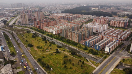 
Bogotá streets, skies and buildings taken from above