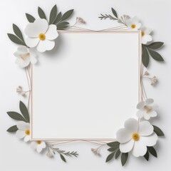 Naklejka na ściany i meble Delicate floral frame, central white space for text or design.