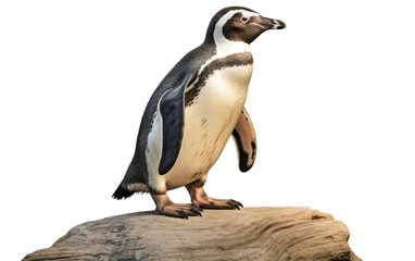 Penguin Perched on a Stone isolated on transparent Background