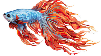 Obraz na płótnie Canvas Betta Fish Colorful Combatant on a White or Clear Surface PNG Transparent Background