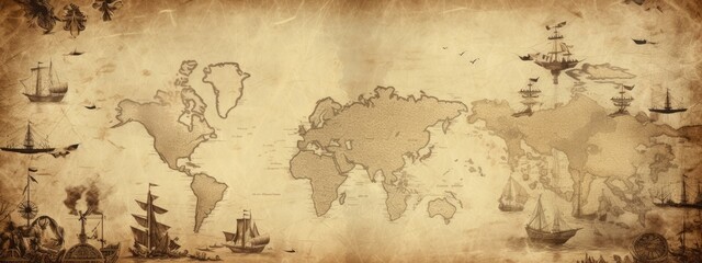 Vintage old sea map background. abstract brown texture travel background. 