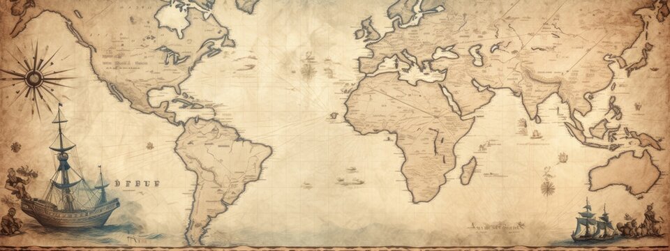 Vintage old sea map background. abstract brown texture travel background. 