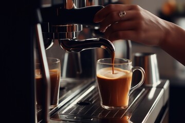 A person pouring a cup of coffee into a glass. Ideal for illustrating coffee making, morning routines, and beverage concepts