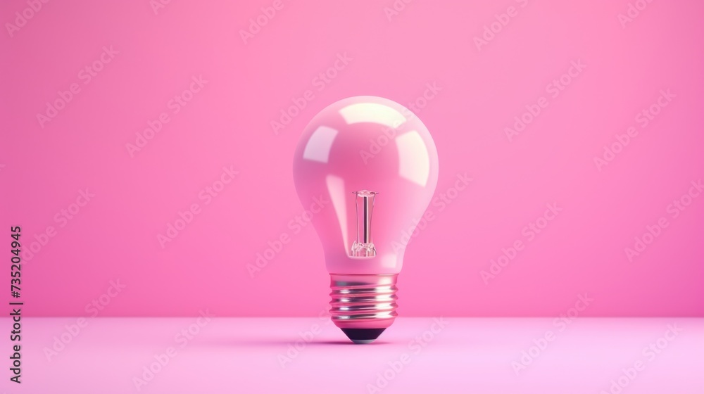 Poster A pink light bulb placed on a pink surface. Perfect for adding a pop of color to your design projects