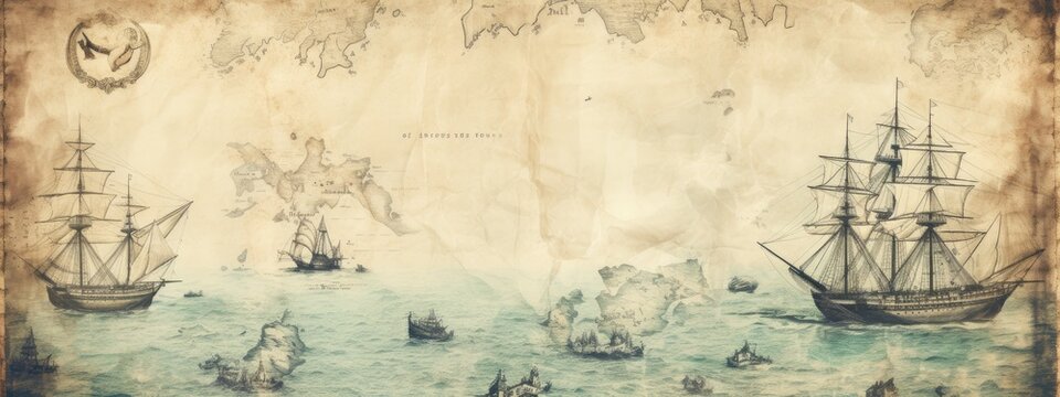 Vintage old sea map background. abstract brown texture travel background. 