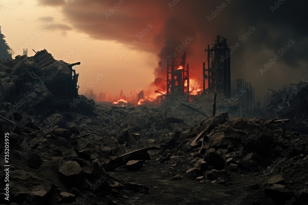 Poster A captivating image of a fire burning in the sky. Perfect for adding a dramatic touch to any project