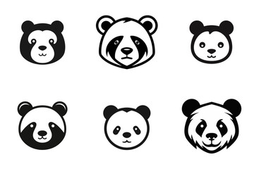 Fototapeta premium set of panda bear vector illustration isolated transparent background logo, cut out or cutout t-shirt design 
