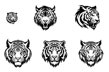 set of tiger heads