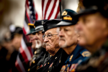 Honoring Service - Elderly Veteran Reflecting on Veterans Day - obrazy, fototapety, plakaty