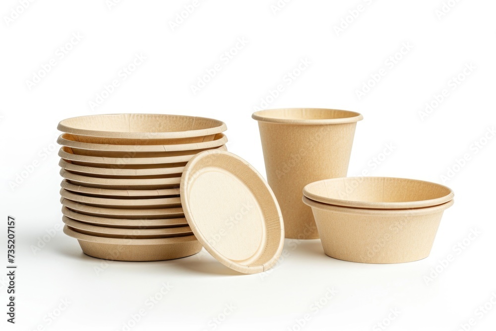 Poster A group of disposable cups stacked on top of each other. Versatile image suitable for various uses